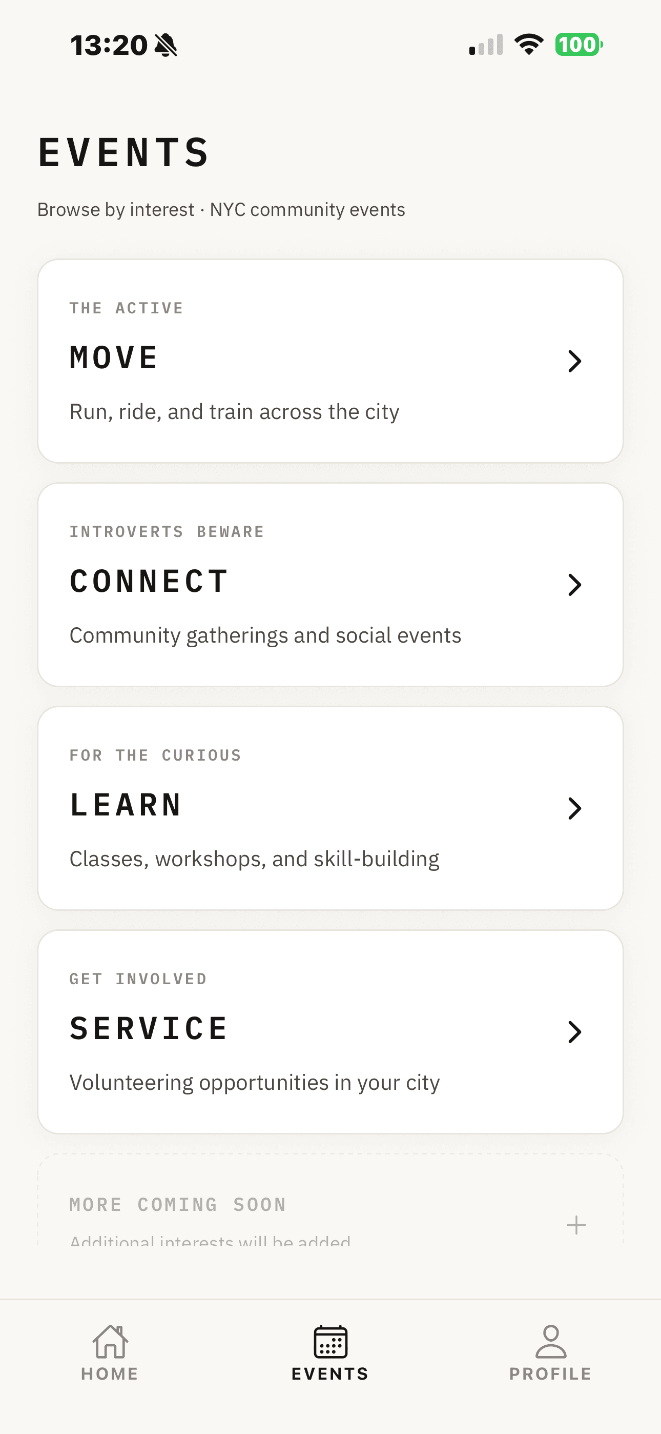 Discover Events - Browse curated events by category and location